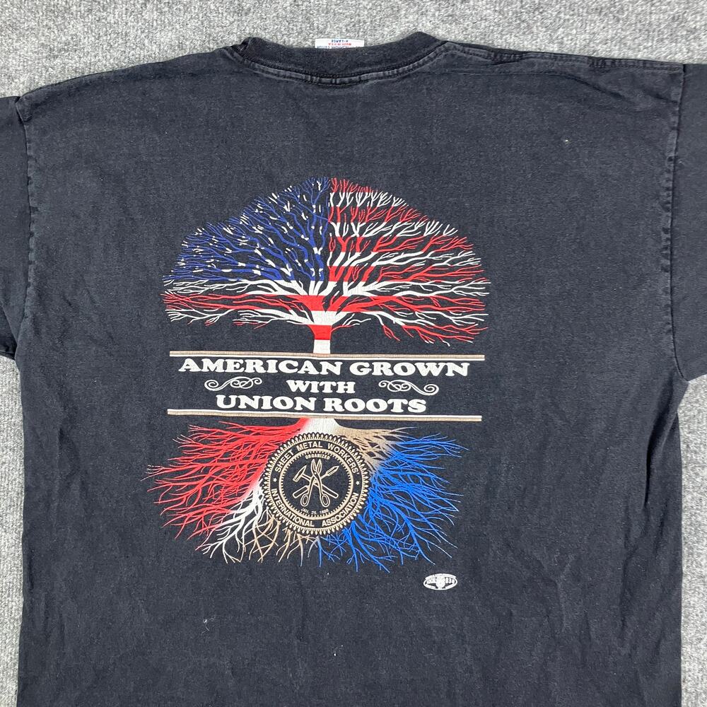 Bayside T-Shirt Mens XL Black Union Graphic Heavyweight‎  Pocket Tee